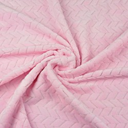 Materiał Minky jodełka Premium pudrowy różowy