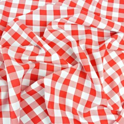 Tkanina obrusowa plamoodporna krata vichy duża czerwon